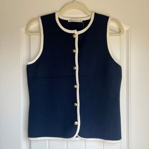 Abercrombie & Fitch Navy Button Down Sleeveless Top - Small